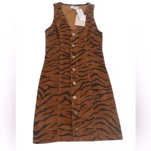 MP|D Mink Pink brown/black animal print corduroy sleeveless dress Size XS NWT